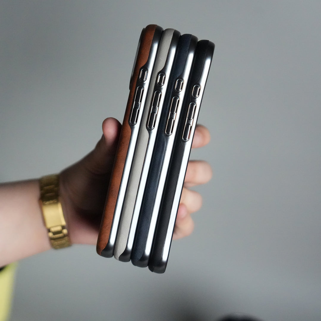 iPhone 17 Pro PU Leather Logo Cut MagSafe Case | Metal Camera Frame with Premium Finish