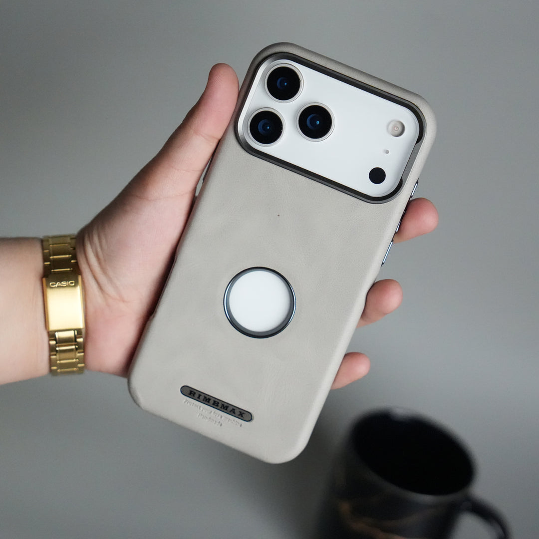 iPhone 17 Pro PU Leather Logo Cut MagSafe Case | Metal Camera Frame with Premium Finish