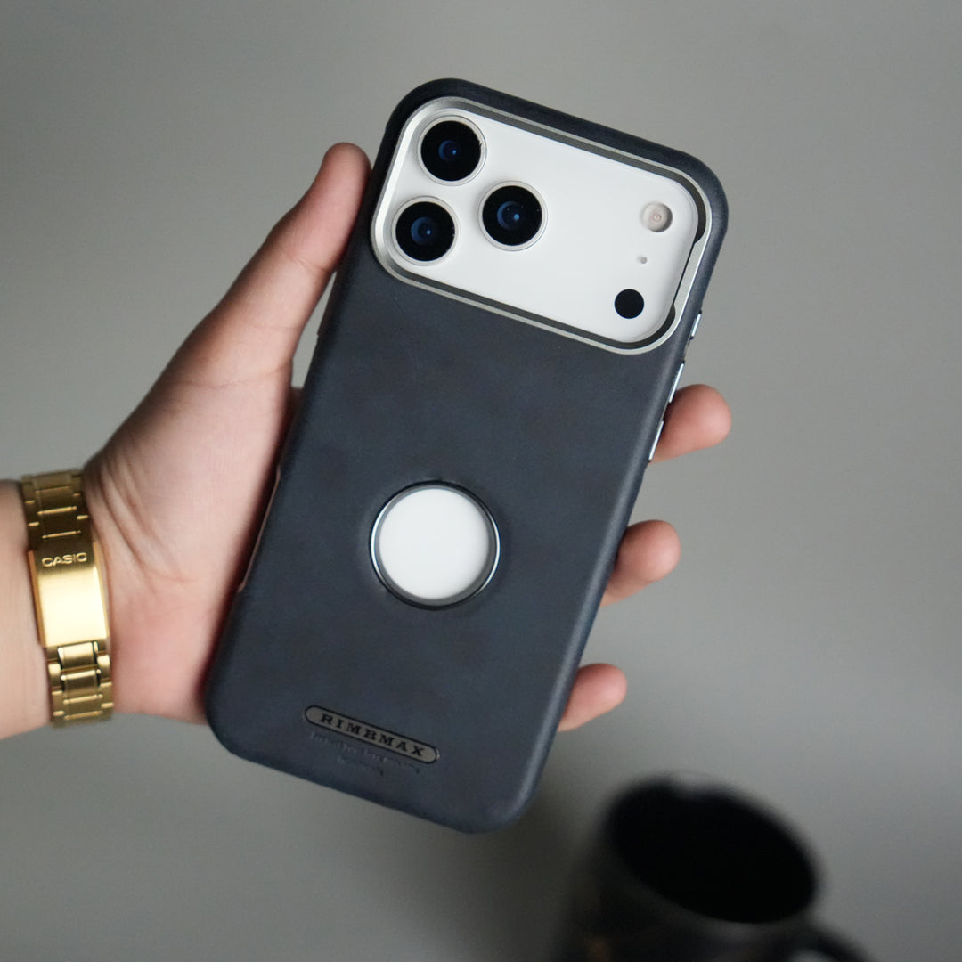 iPhone 17 Pro PU Leather Logo Cut MagSafe Case | Metal Camera Frame with Premium Finish