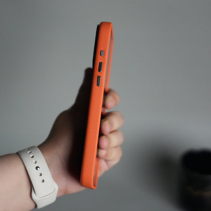 iPhone 17 Pro Premium Leather-Texture Back Case with Metal Kickstand | Shockproof Cover