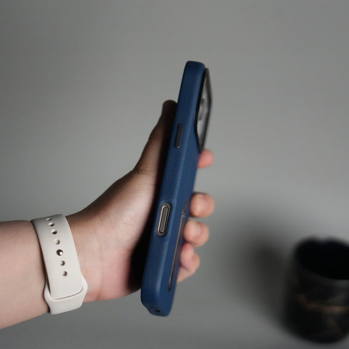 iPhone 17 Pro Premium Leather-Texture Back Case with Metal Kickstand | Shockproof Cover