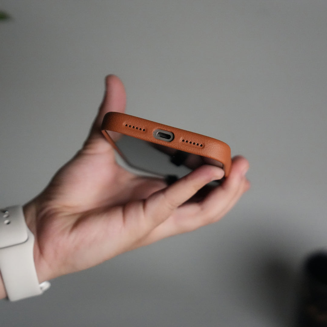 iPhone 17 Pro Premium Leather-Texture Back Case with Metal Kickstand | Shockproof Cover