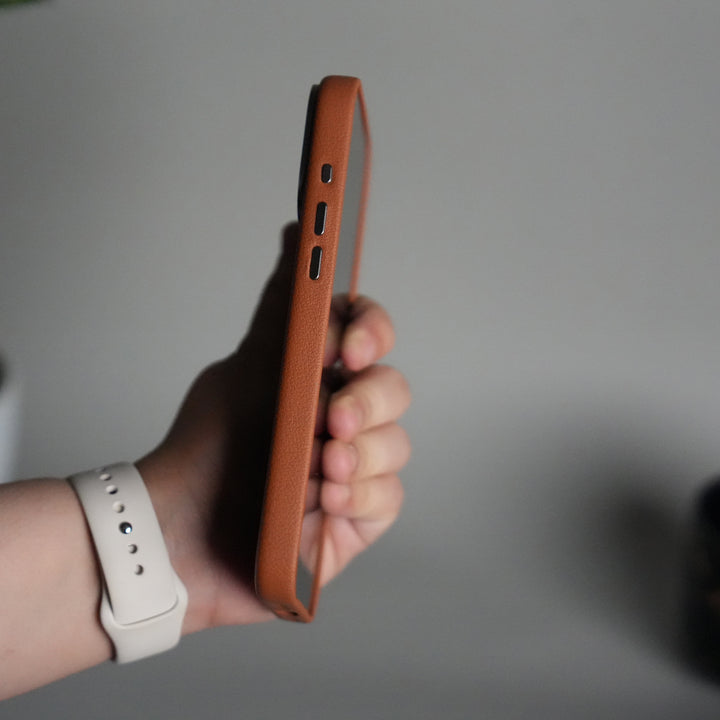 iPhone 17 Pro Premium Leather-Texture Back Case with Metal Kickstand | Shockproof Cover