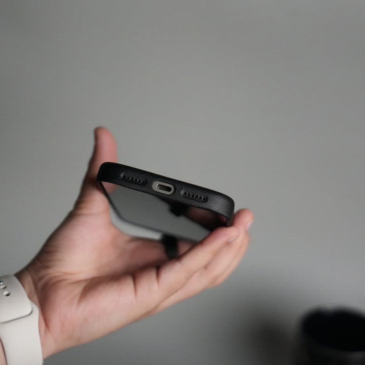 iPhone 17 Pro Premium Leather-Texture Back Case with Metal Kickstand | Shockproof Cover