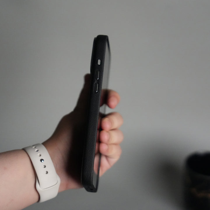 iPhone 17 Pro Premium Leather-Texture Back Case with Metal Kickstand | Shockproof Cover