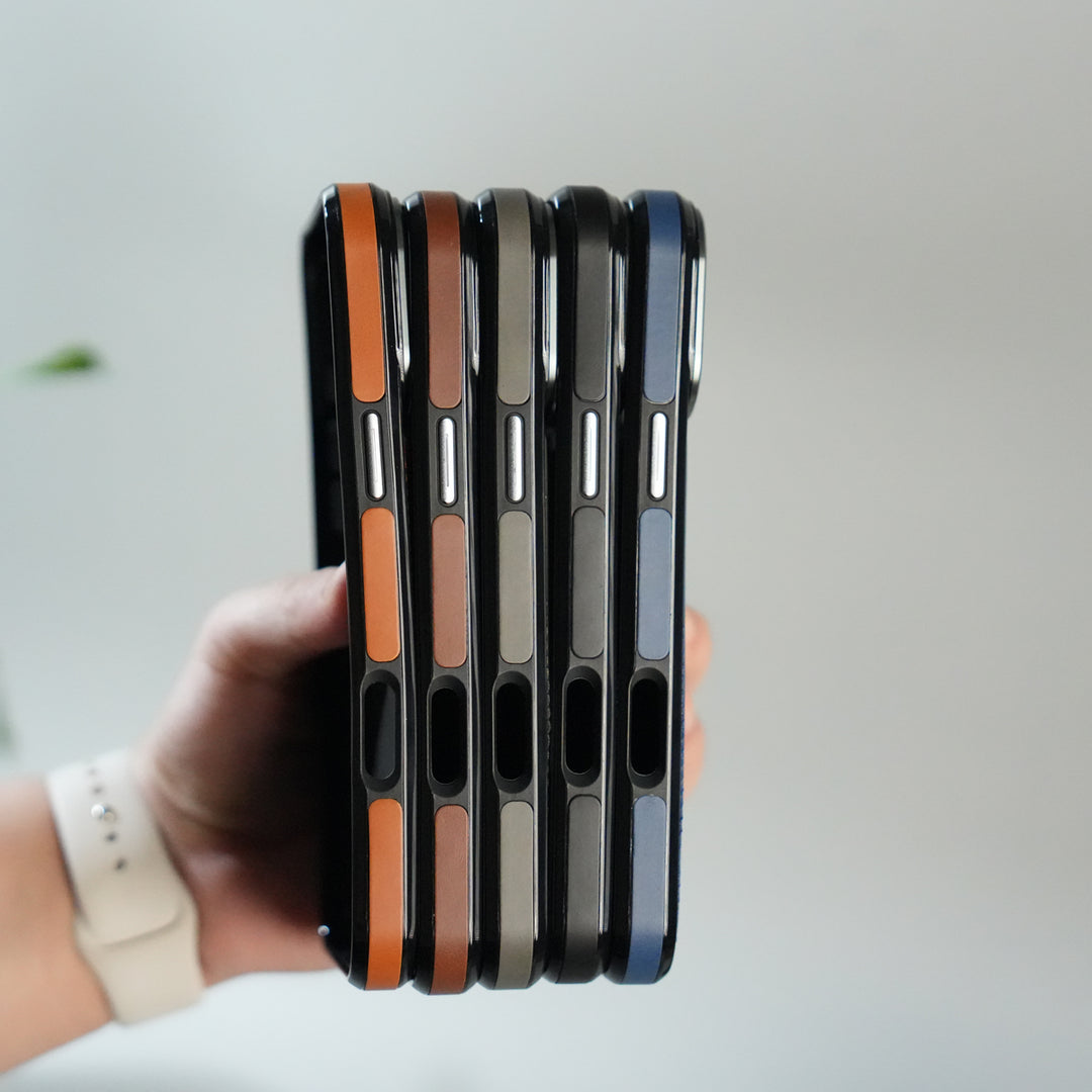 iPhone 17 Pro Premium PU Leather Case with Metal Kickstand | Metal Camera Bump | Luxury Shockproof Back Cover