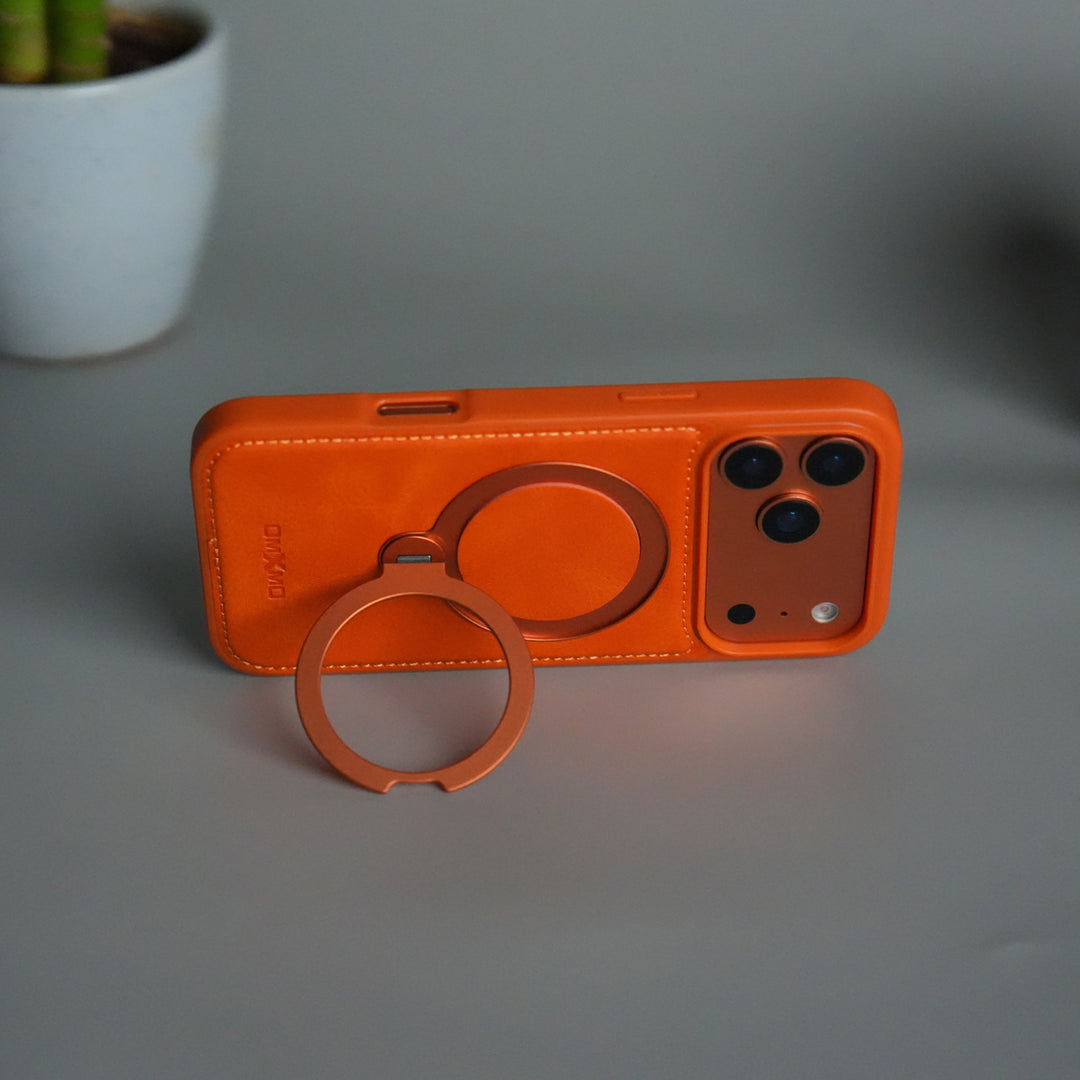 iPhone 17 Pro Premium PU Leather Kickstand Case | Luxury Shockproof Protective Back Cover