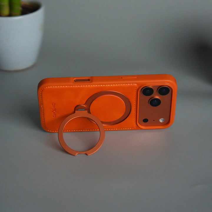 iPhone 17 Pro Premium PU Leather Kickstand Case | Luxury Shockproof Protective Back Cover