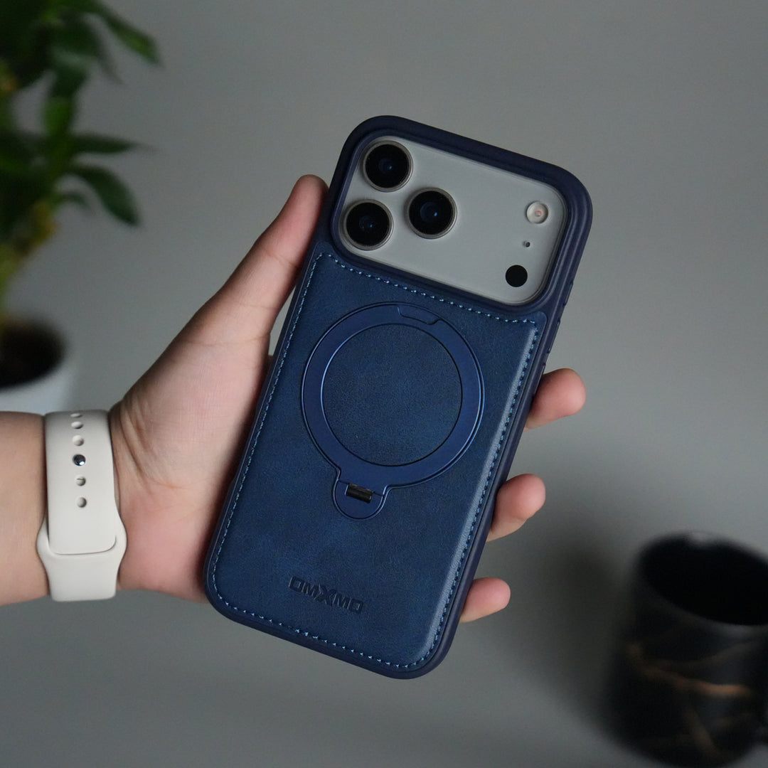 iPhone 17 Pro Premium PU Leather Kickstand Case | Luxury Shockproof Protective Back Cover