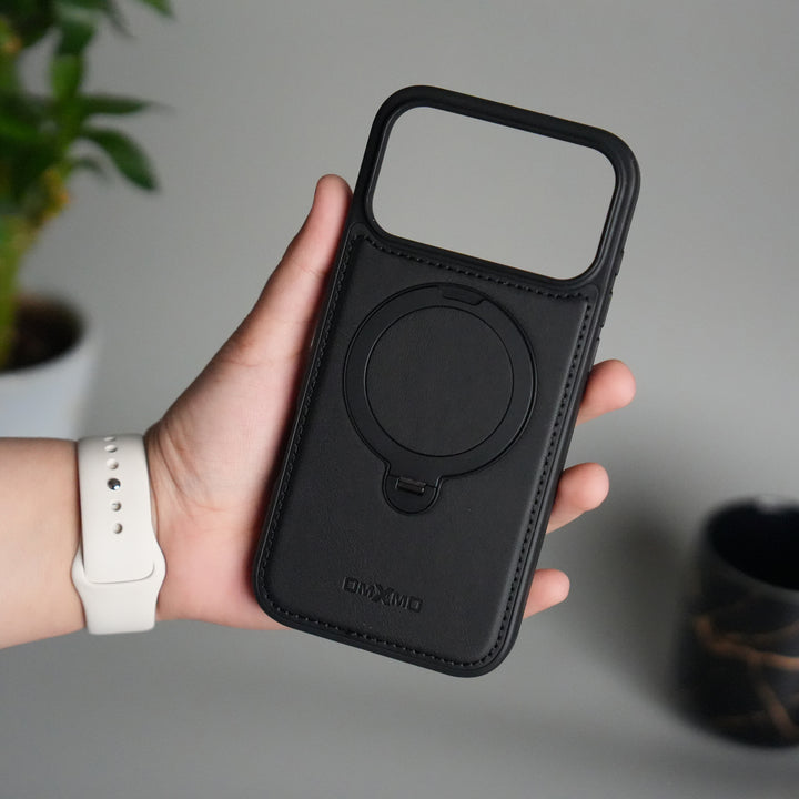 iPhone 17 Pro Premium PU Leather Kickstand Case | Luxury Shockproof Protective Back Cover