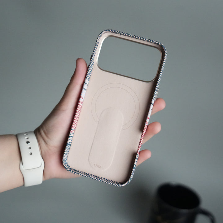 iPhone 17 Pro Premium Pattern Back Case with Metal Kickstand | Slim Shockproof Protective Cover