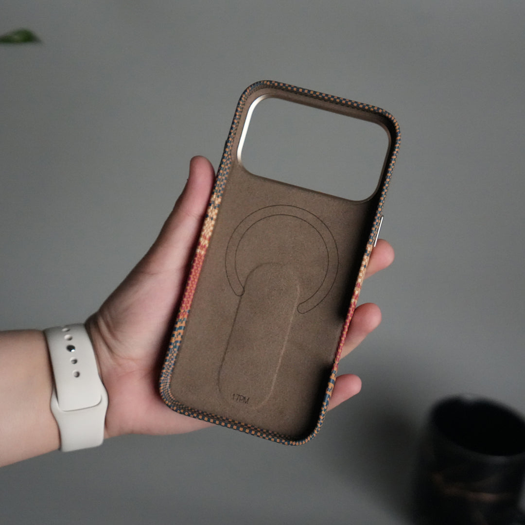 iPhone 17 Pro Premium Pattern Back Case with Metal Kickstand | Slim Shockproof Protective Cover