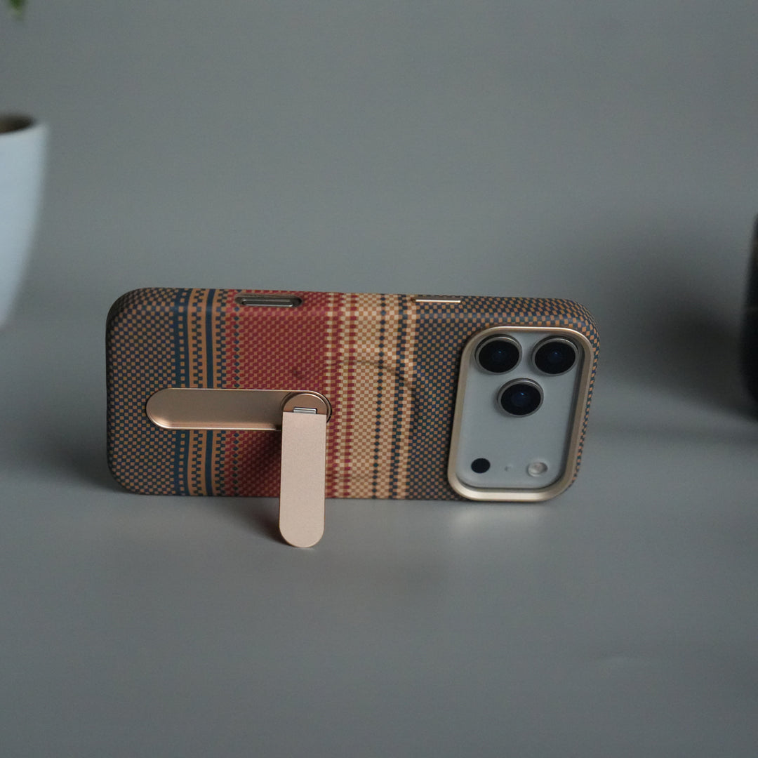 iPhone 17 Pro Premium Pattern Back Case with Metal Kickstand | Slim Shockproof Protective Cover