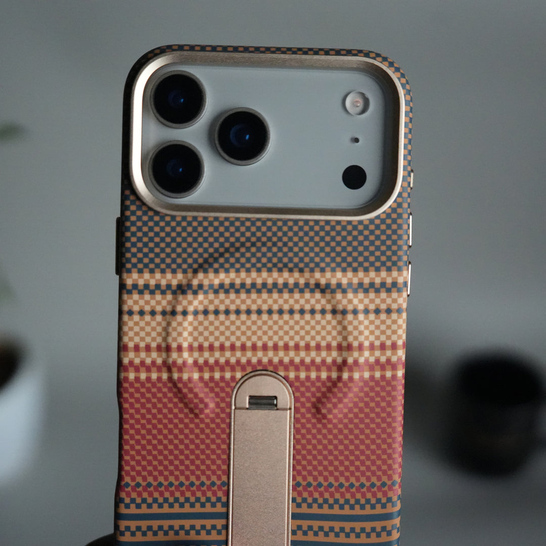 iPhone 17 Pro Premium Pattern Back Case with Metal Kickstand | Slim Shockproof Protective Cover