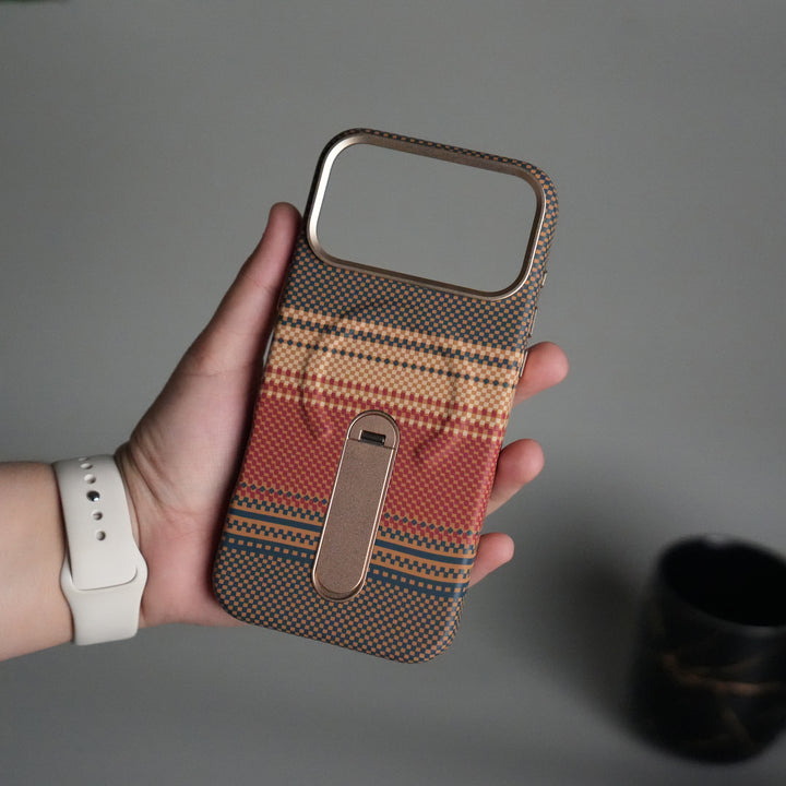 iPhone 17 Pro Premium Pattern Back Case with Metal Kickstand | Slim Shockproof Protective Cover