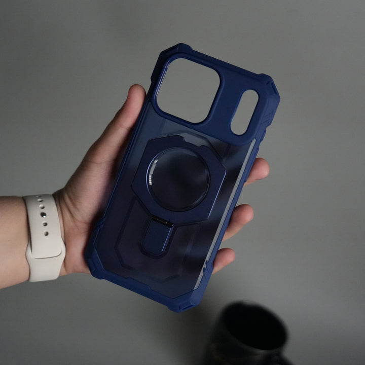 iPhone 17 Pro – Rugged Armor MagSafe Case with Metal Kickstand