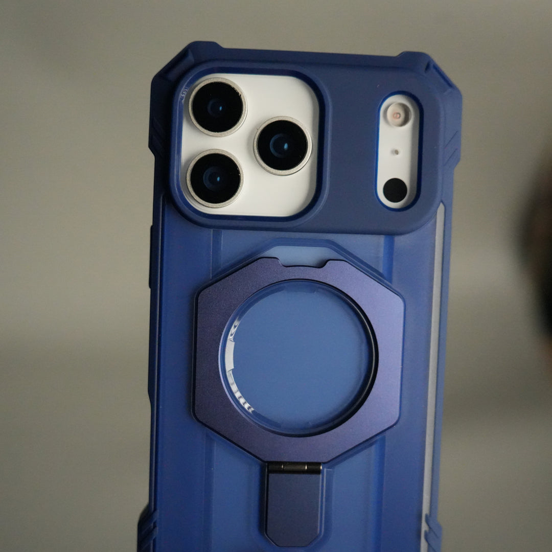 iPhone 17 Pro – Rugged Armor MagSafe Case with Metal Kickstand