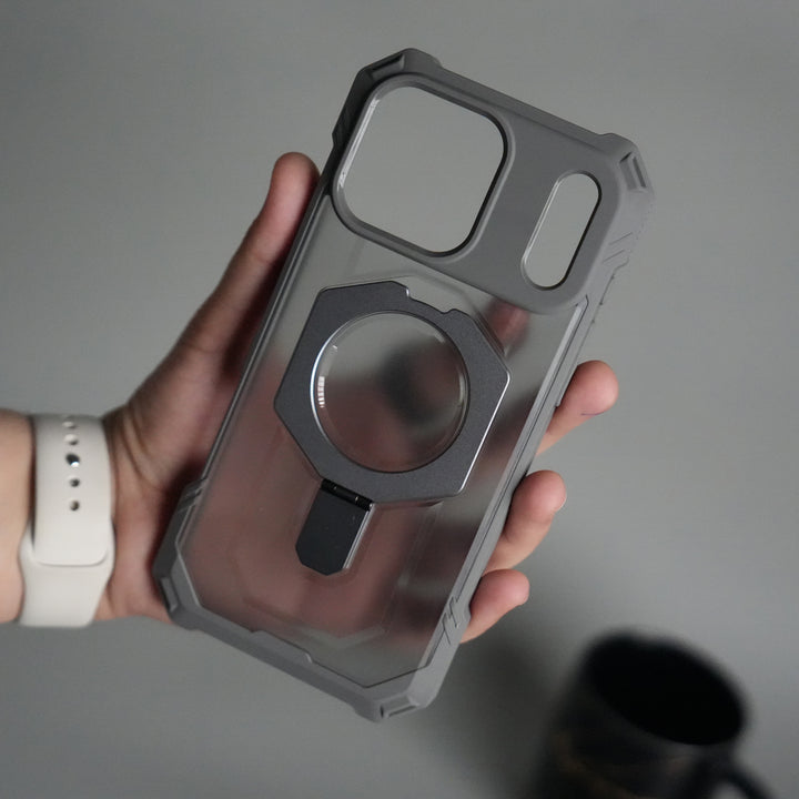 iPhone 17 Pro – Rugged Armor MagSafe Case with Metal Kickstand