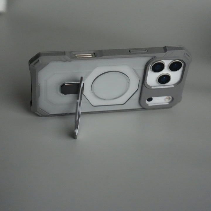 iPhone 17 Pro – Rugged Armor MagSafe Case with Metal Kickstand