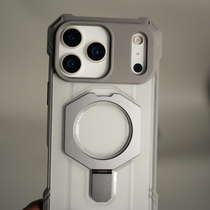 iPhone 17 Pro – Rugged Armor MagSafe Case with Metal Kickstand