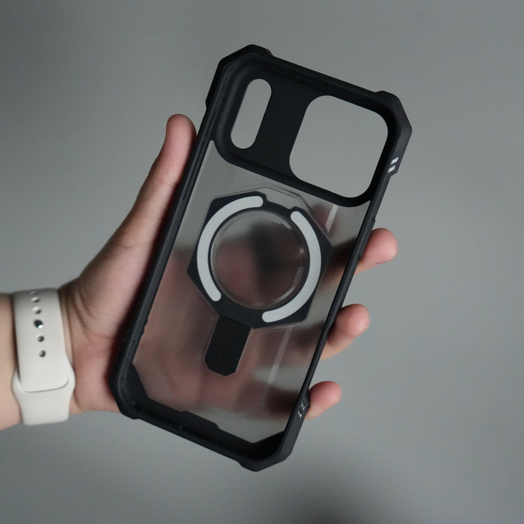 iPhone 17 Pro – Rugged Armor MagSafe Case with Metal Kickstand