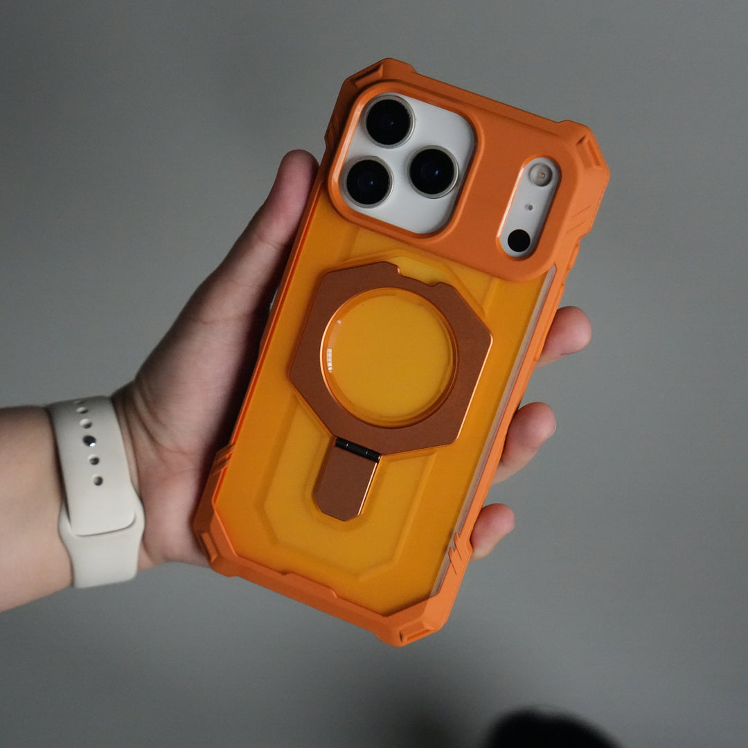 iPhone 17 Pro – Rugged Armor MagSafe Case with Metal Kickstand