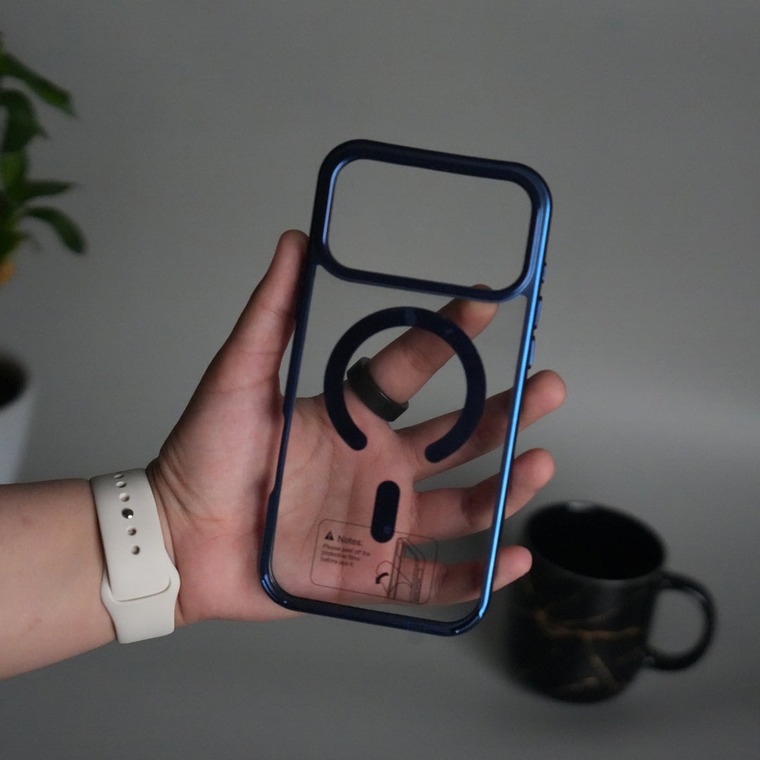 iPhone 17 Pro Transparent Side Chrome Electroplated Plated Magnetic Clear Back Case Covers