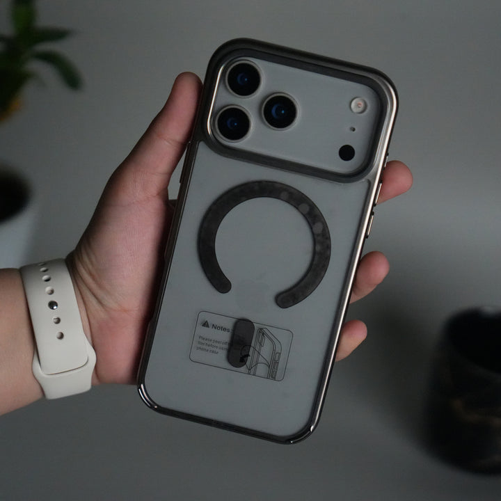 iPhone 17 Pro Transparent Side Chrome Electroplated Plated Magnetic Clear Back Case Covers