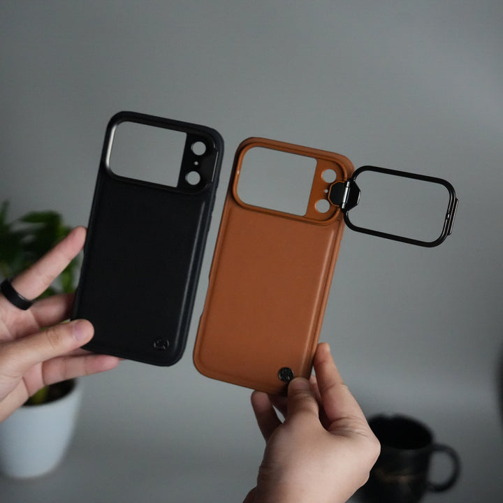 iPhone 17 Series Camera Protector Case | Sliding Metal Lens Cover | Shockproof Back Cover with Built-In Kickstand
