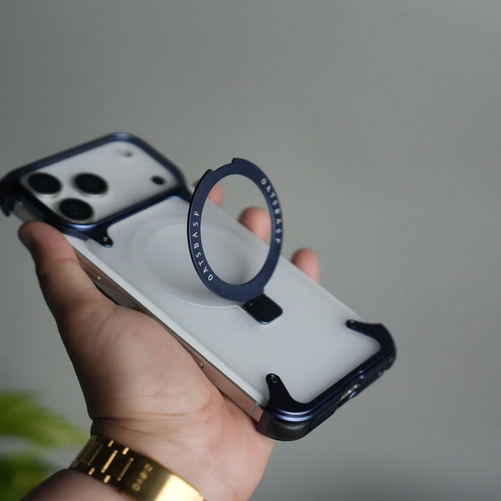 iPhone 17 Series Frosted Frameless Metal Kickstand Case | BLUE