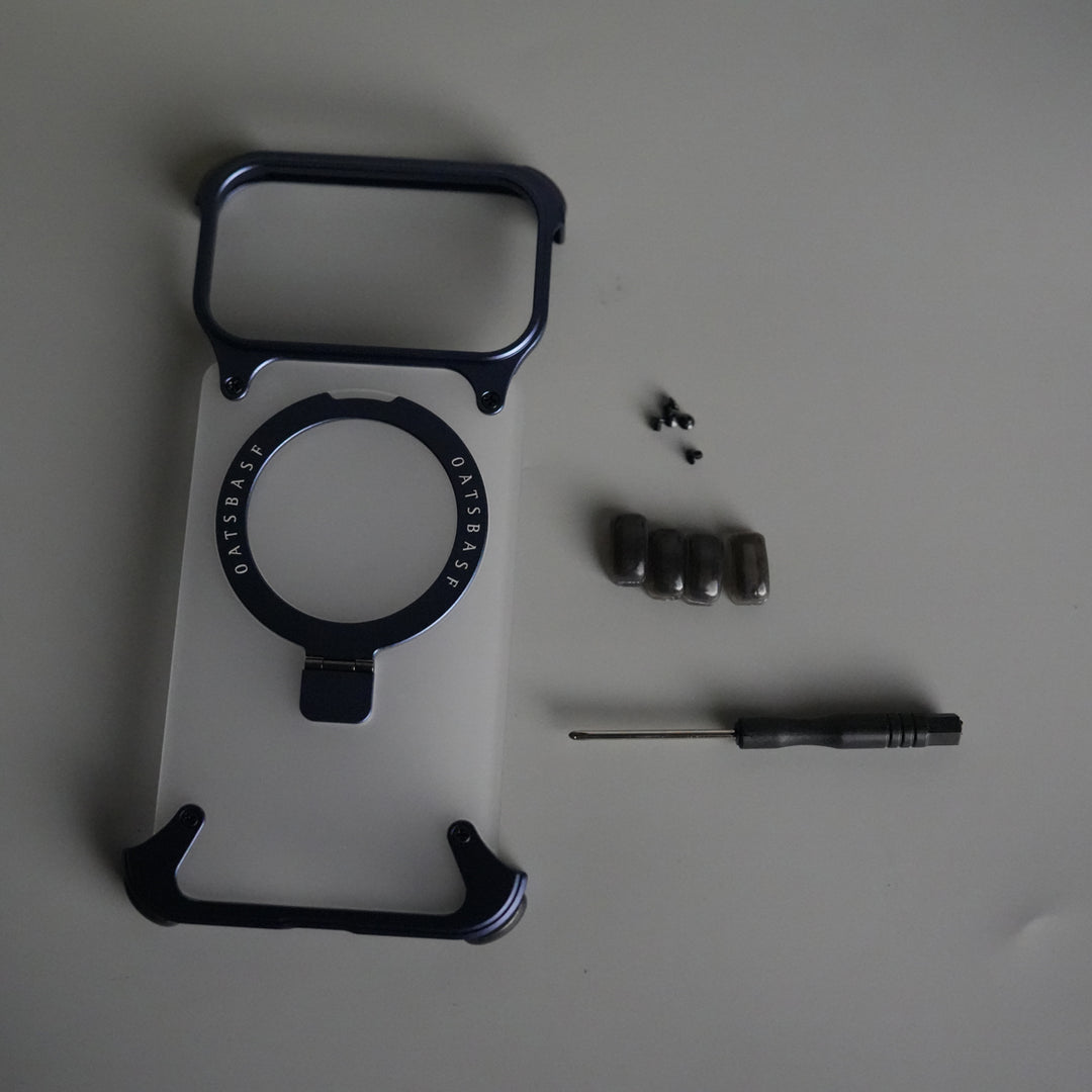 iPhone 17 Series Frosted Frameless Metal Kickstand Case | BLUE