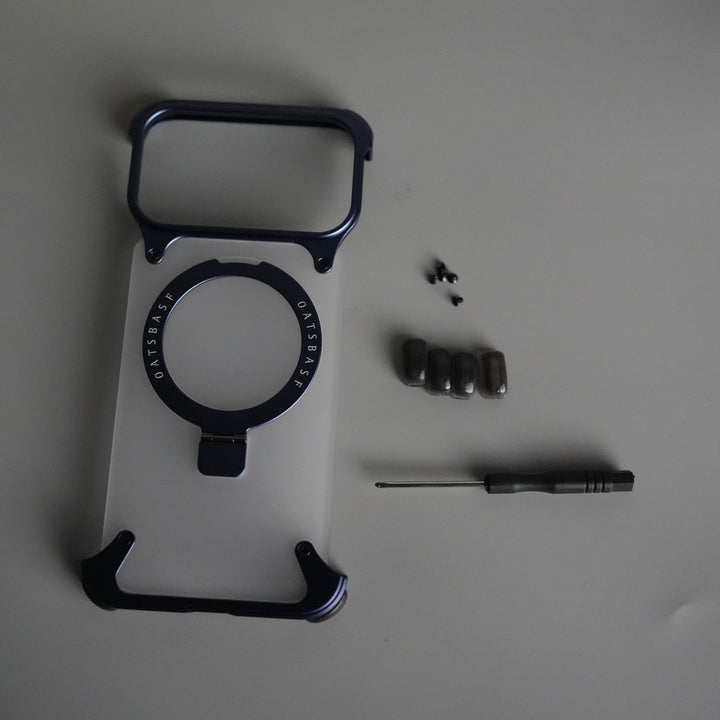 iPhone 17 Series Frosted Frameless Metal Kickstand Case | BLUE