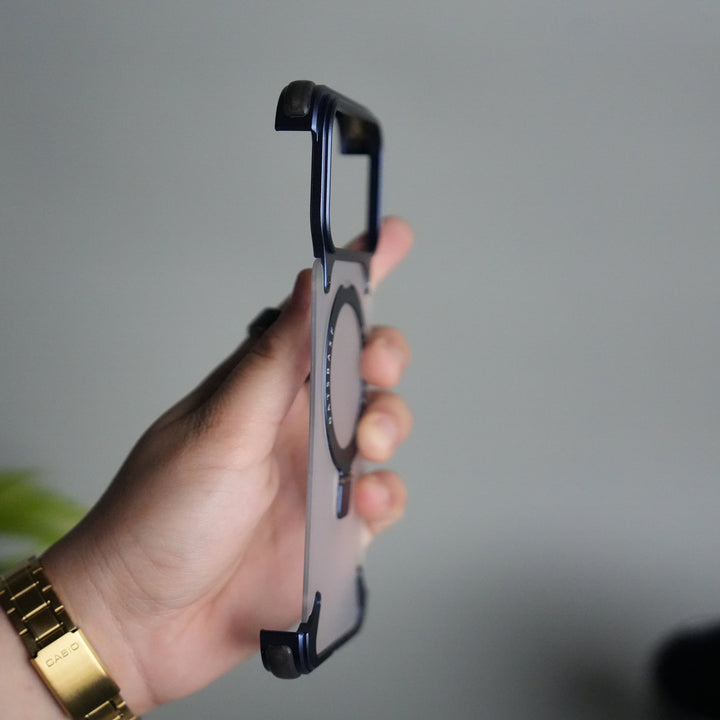 iPhone 17 Series Frosted Frameless Metal Kickstand Case | BLUE