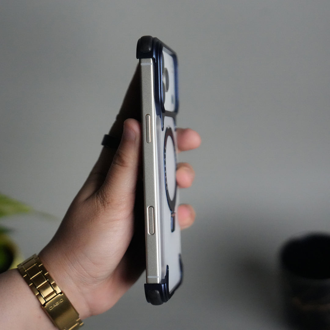 iPhone 17 Series Frosted Frameless Metal Kickstand Case | BLUE