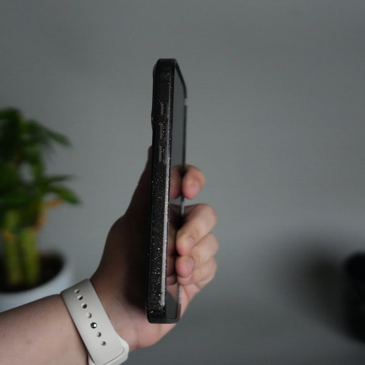 iPhone 17 Series Glitter MagSafe Case | Transparent Cover with Sparkle Finish & Metallic Camera Bumper