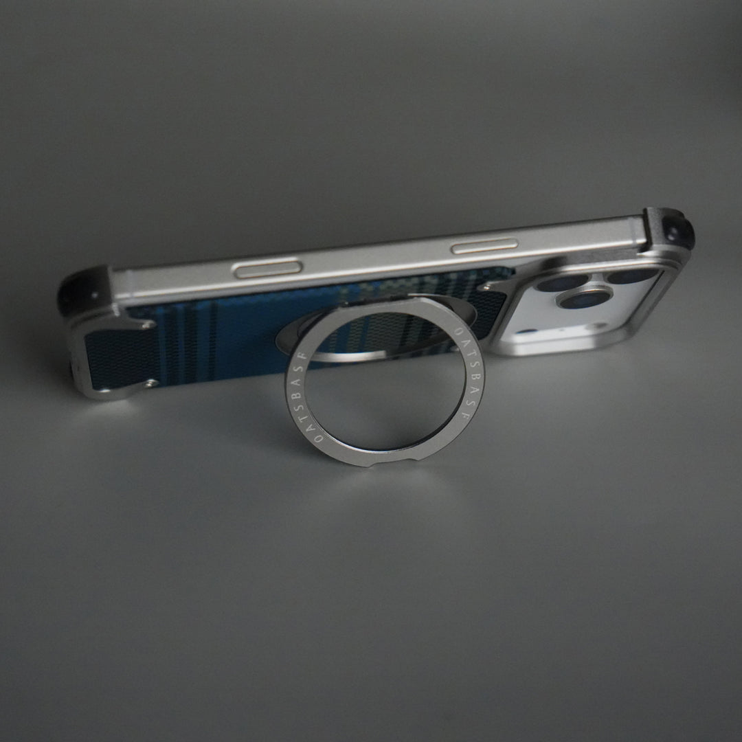 iPhone 17 Series Kevlar Fiber Texture Frameless Metal Kickstand Case