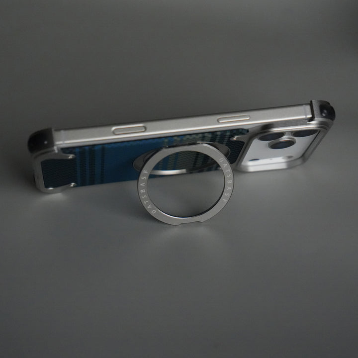 iPhone 17 Series Kevlar Fiber Texture Frameless Metal Kickstand Case