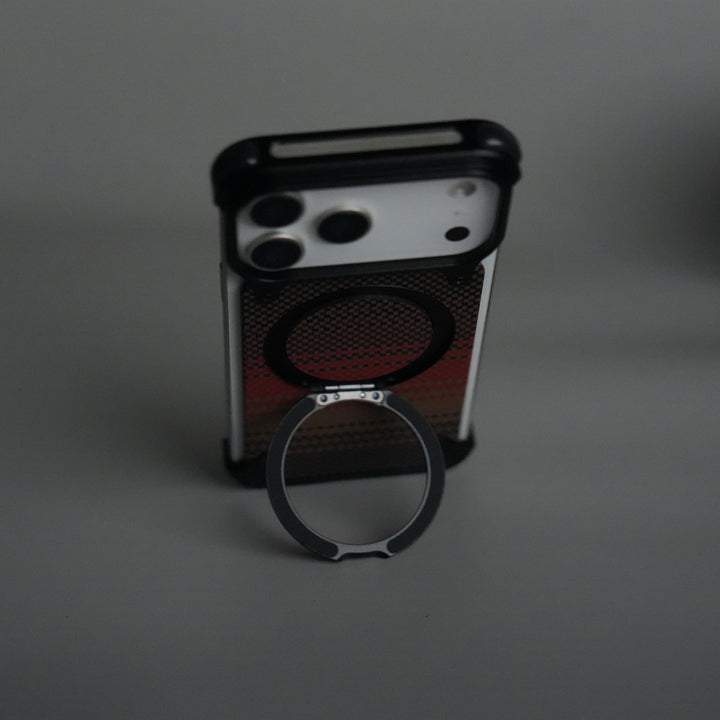 iPhone 17 Series Kevlar Fiber Texture Frameless Metal Kickstand Case