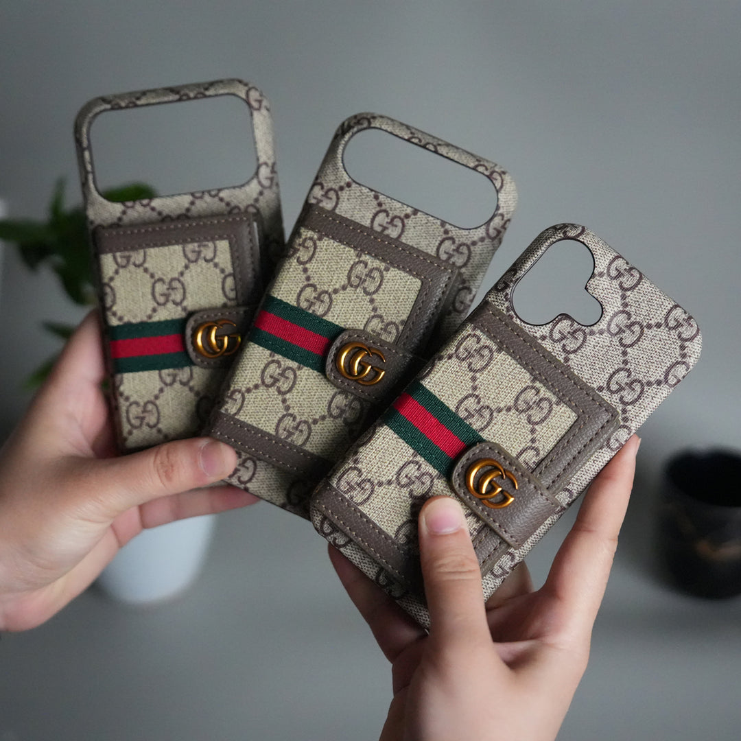 iPhone 17 Series Luxury GG Wallet Case Cover