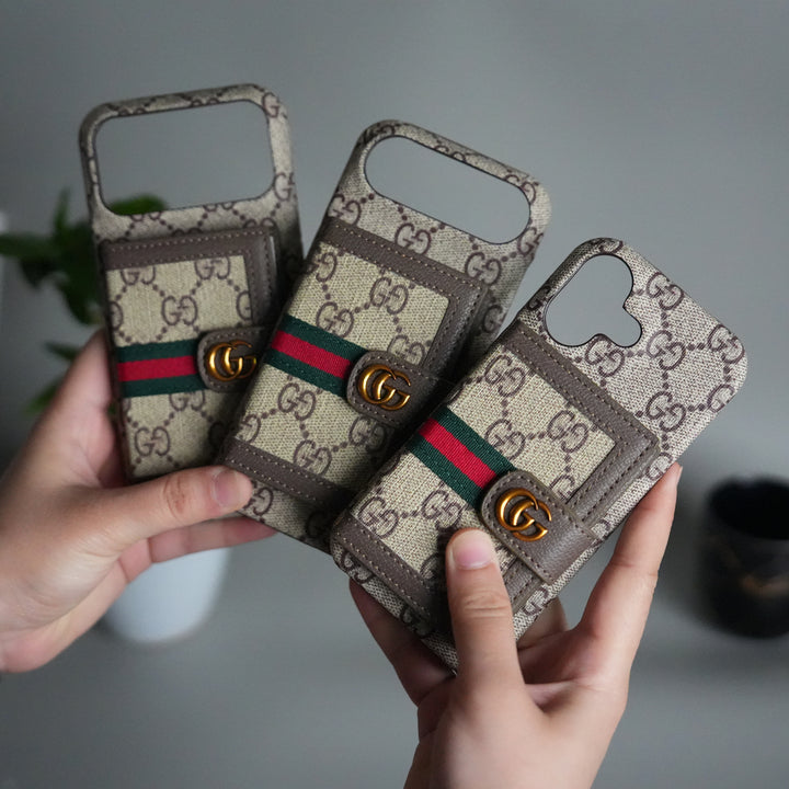 iPhone 17 Series Luxury GG Wallet Case Cover