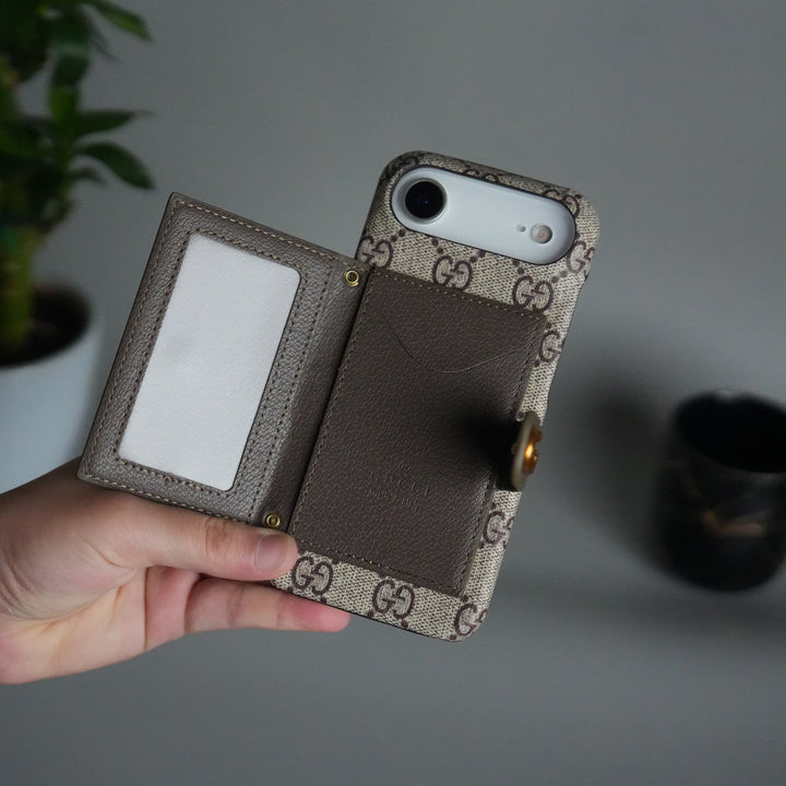 iPhone 17 Series Luxury GG Wallet Case Cover