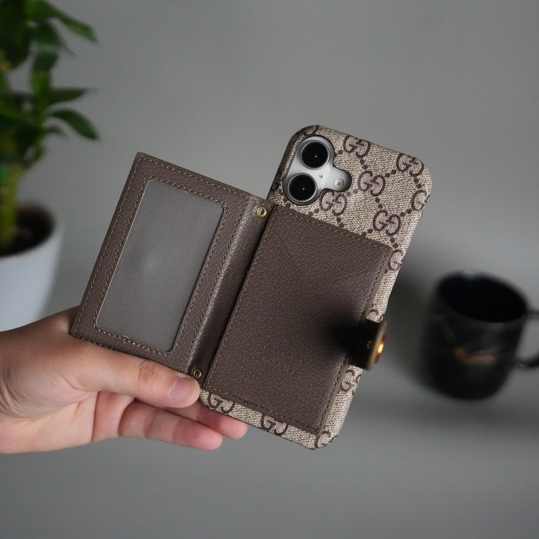 iPhone 17 Series Luxury GG Wallet Case Cover