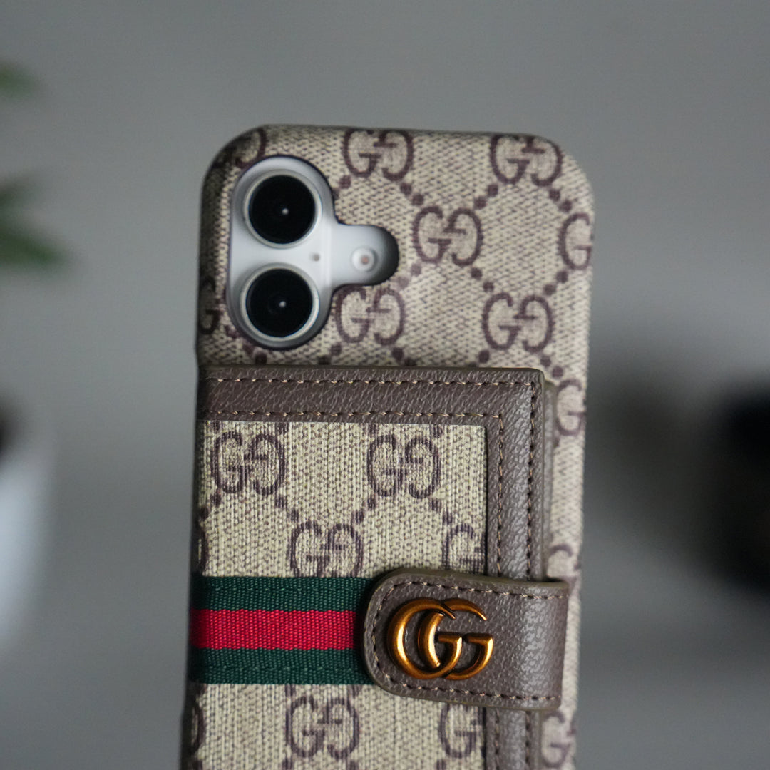 iPhone 17 Series Luxury GG Wallet Case Cover