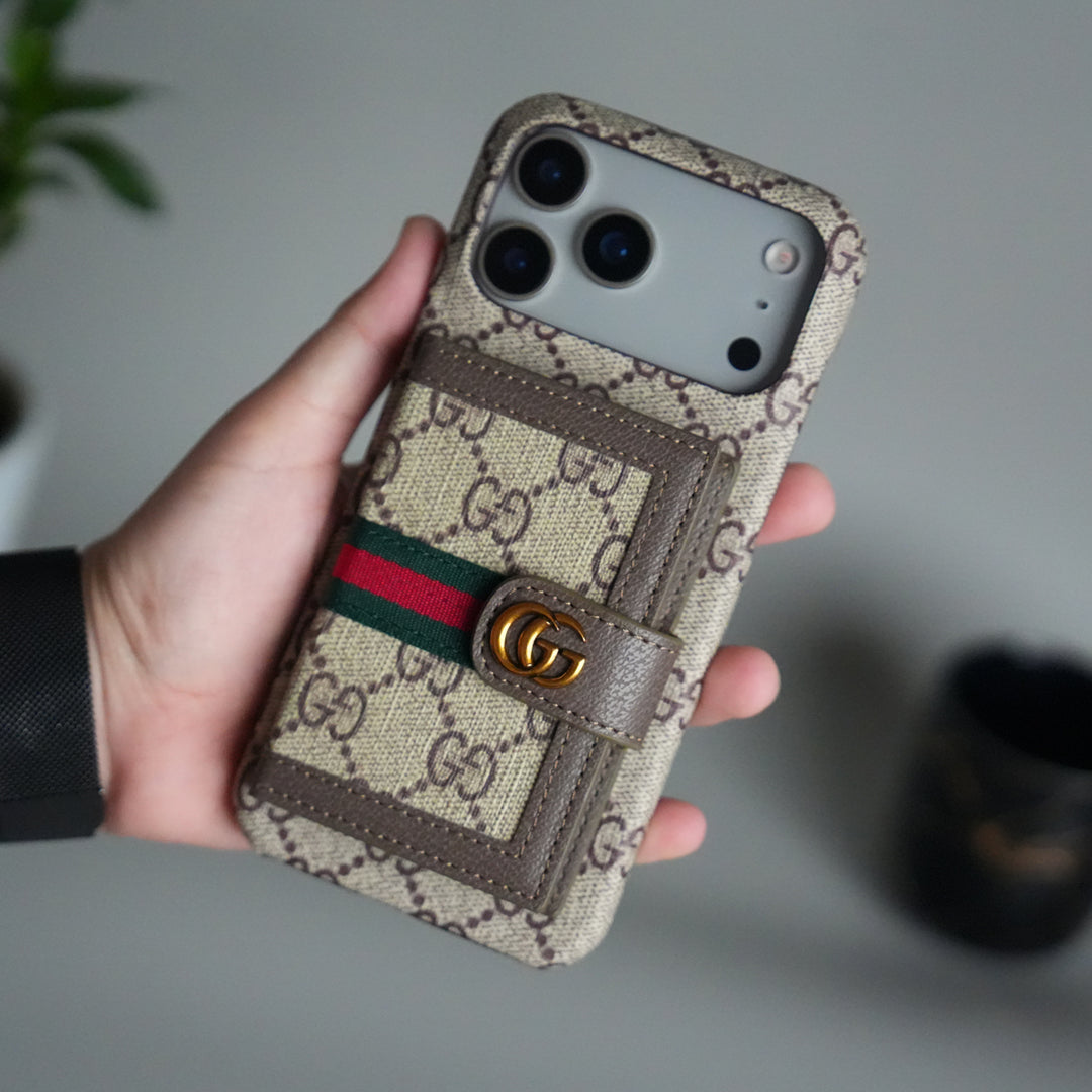 iPhone 17 Series Luxury GG Wallet Case Cover