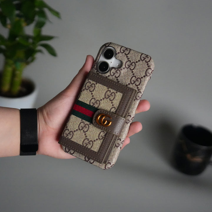 iPhone 17 Series Luxury GG Wallet Case Cover