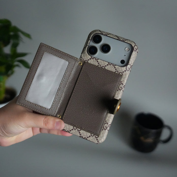 iPhone 17 Series Luxury GG Wallet Case Cover