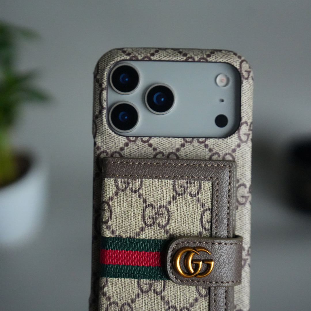 iPhone 17 Series Luxury GG Wallet Case Cover