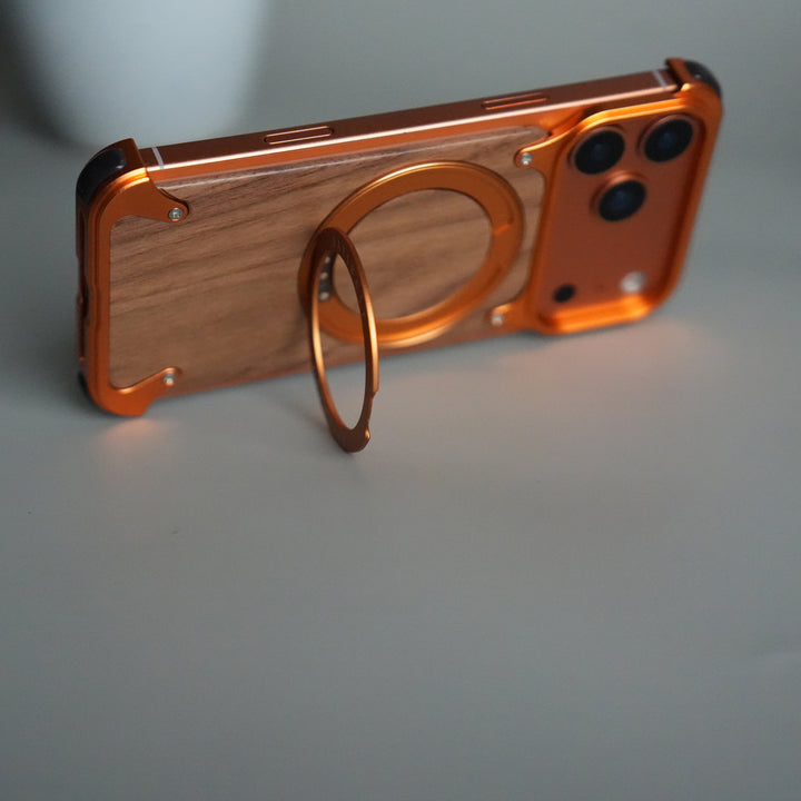 iPhone 17 Series Luxury Wooden Back + Metal Bumper Magsafe Case (Premium Edition)