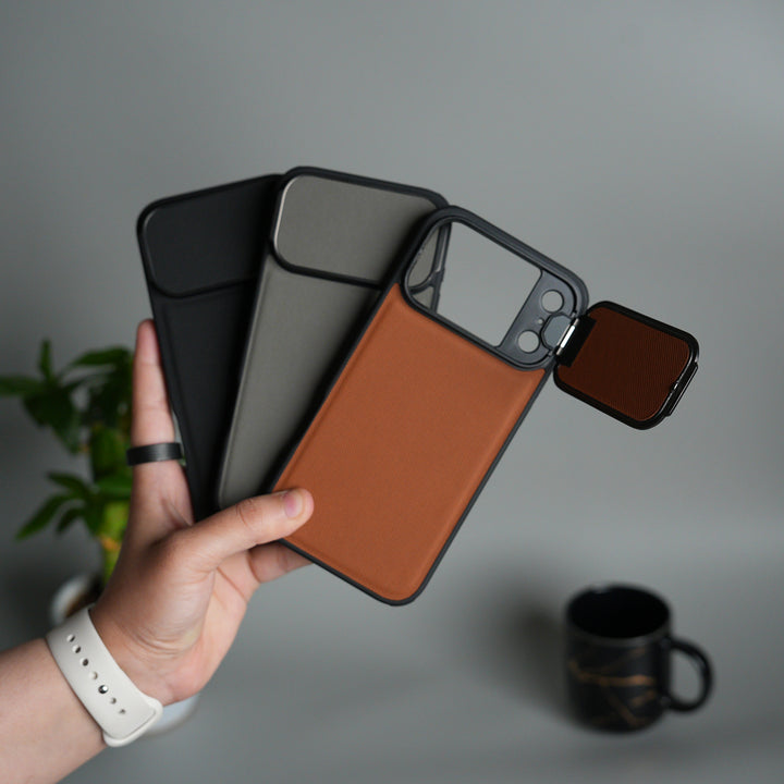 iPhone 17 Series Metal Camera Cap Stand Case Cover