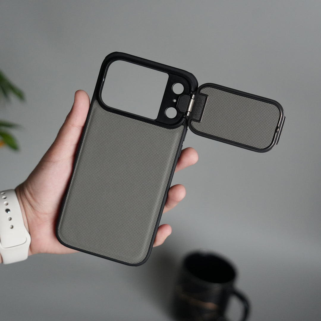 iPhone 17 Series Metal Camera Cap Stand Case Cover